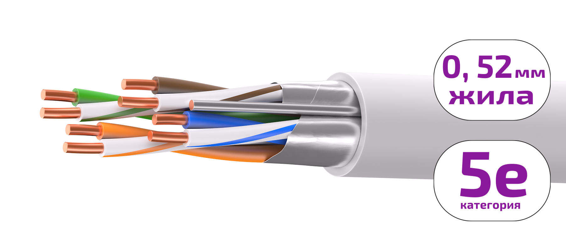 UCL F/UTP Cat 5e PVC нг(А)-LS 4x2x0,52 GY-IN-305 Кабель парной скрутки, экран., кат. 5e, 4x2x0,52 мм, PVC нг(А)-LS, внутр., серый, 305 м, Uncomline