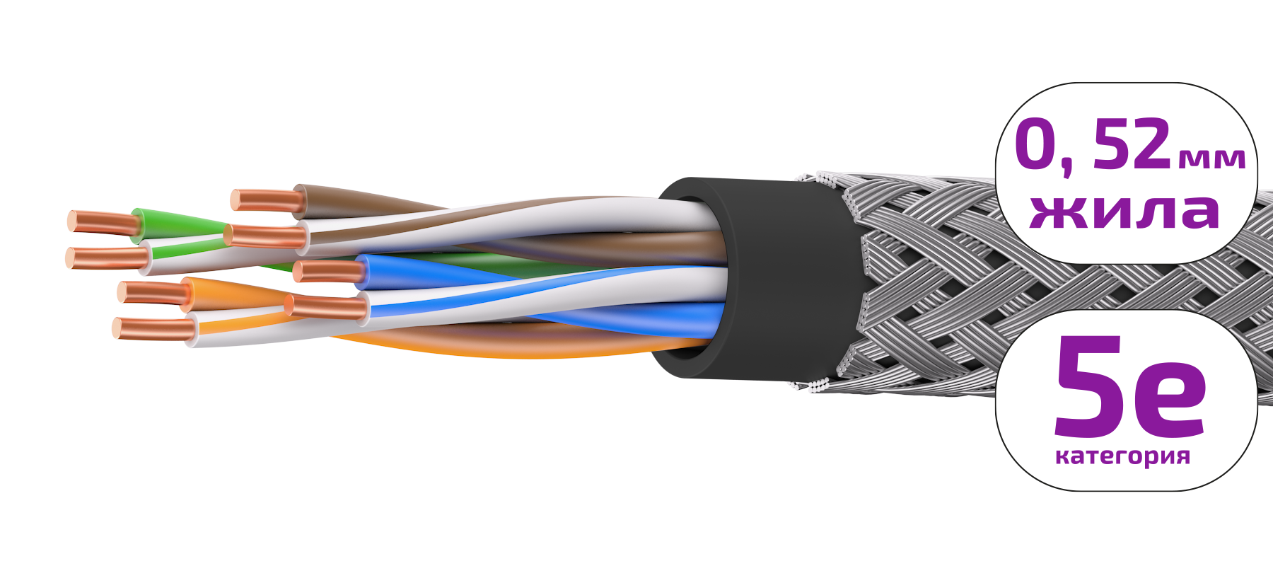 UCLP U/UTP Cat 5e КоГ PVC 4x2x0,52 BK-OUT-305 Кабель парной скрутки, неэкран., кат. 5e, 4x2x0,52 мм, PVC, внеш., бронир., черный, 305 м, Uncomline