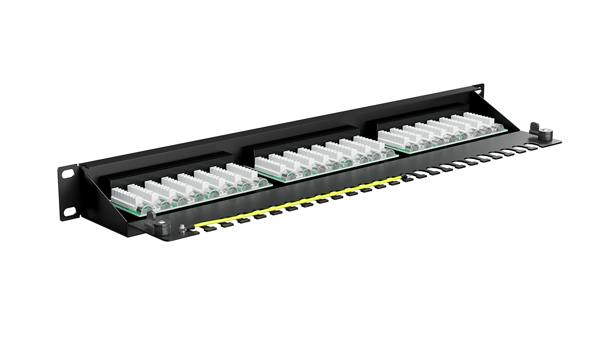 UCL PPC-24O-U6A-RM Патч-панель 19″, 1U, 24 порта RJ-45, категория 6a (50 µ″), Dual IDC, с задним кабельным организатором, Uncomline
