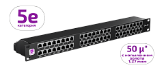 UCL PPC-48HDO-S5E Патч-панель высокой плотности 19″ 1U, 48 портов RJ-45, категория 5e (50 µ″), Dual IDC, экранированная, Uncomline