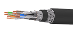 UCLP SF/FTP Cat 7 Ко ZH/ZH нг(А)-HF 4х2х0,64 BK-IN/OUT-305 Кабель парной скрутки, экранированный, кат. 7, 4х2х0,64 мм, ZH/ZH нг(А)-HF, внутренний/внешний, бронированный стальной оплеткой, черный, 305 м, Uncomline