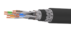 UCLP SF/FTP Cat 7 Ко ZH/ZH нг(А)-HF 4x2x0,64 BK-IN/OUT-305 Кабель парной скрутки, экран., кат. 7, 4x2x0,64 мм, ZH/ZH нг(А)-HF, внутр./внеш., бронир., черный, 305 м, Uncomline
