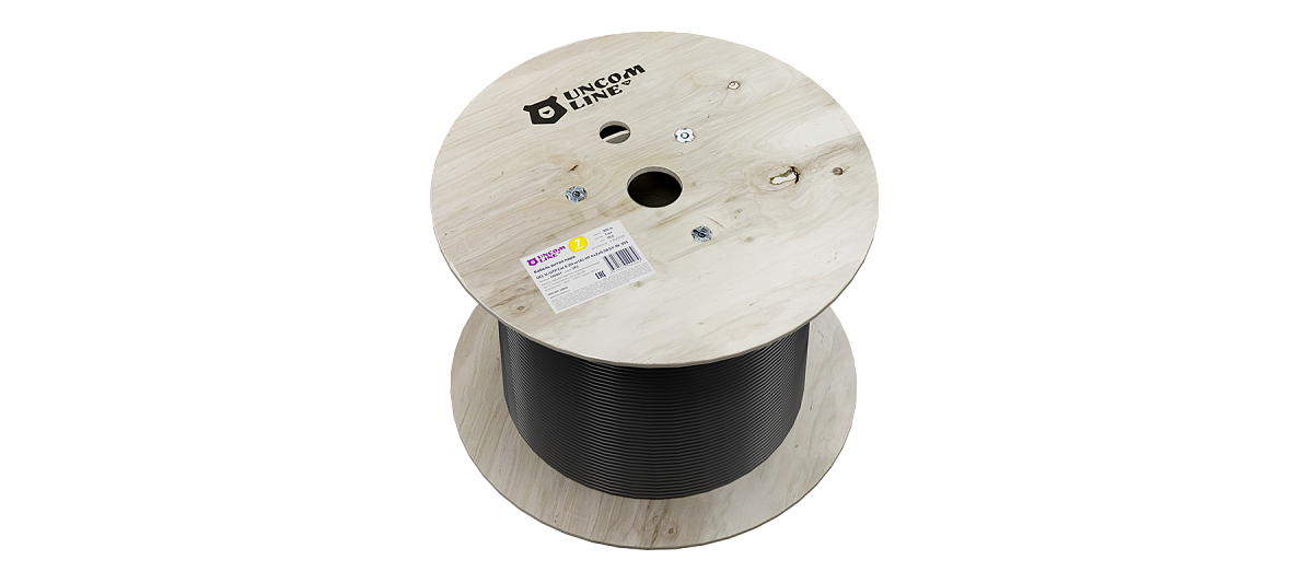 UCLP SF/FTP Cat 7 Ко ZH/ZH нг(А)-HF 4x2x0,64 BK-IN/OUT-305 Кабель парной скрутки, экран., кат. 7, 4x2x0,64 мм, ZH/ZH нг(А)-HF, внутр./внеш., бронир., черный, 305 м, Uncomline
