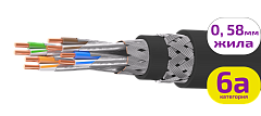 UCLP S/FTP Cat 6A Ко PE/PE 4x2x0,58 BK-OUT-305 Кабель парной скрутки, экран., кат. 6A, 4x2x0,58 мм, PE/PE, внеш., бронир., черный, 305 м, Uncomline
