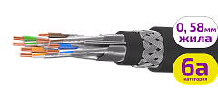 UCLP F/FTP Cat 6A Ко PVC/PVC нг(А)-LSLTx 4x2x0,58 BK-IN/OUT-305 Кабель парной скрутки, экран., кат. 6A, 4x2x0,58 мм, PVC/PVC нг(А)-LSLTx, внутр./внеш., бронир., черный, 305 м, Uncomline