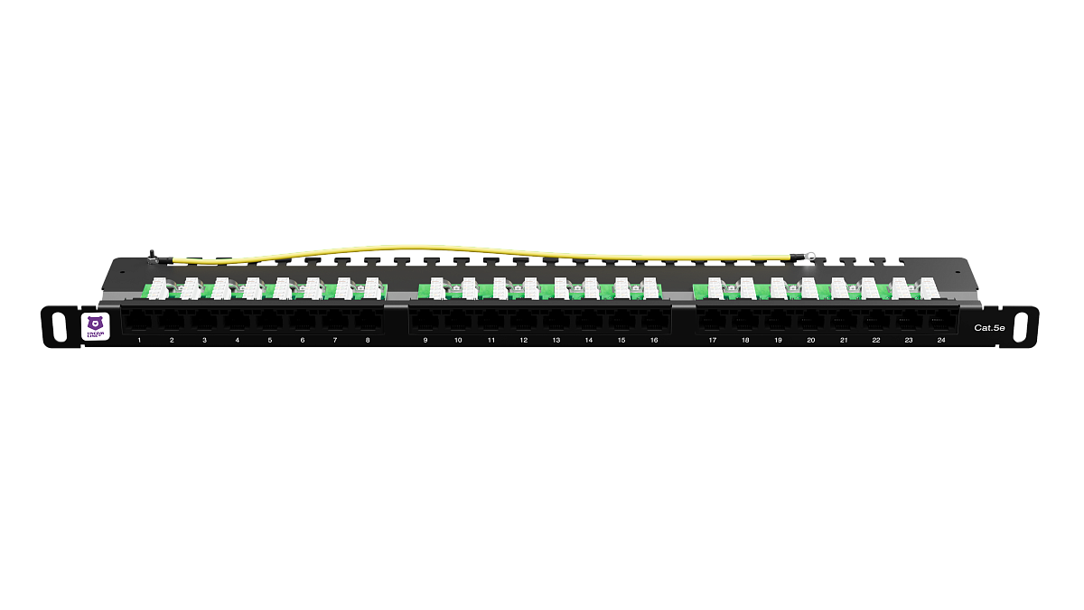 UCL PPC-24HDH-U5E Патч-панель высокой плотности 19″, 0.5U, 24 порта RJ-45, категория 5e (50 µ″), Dual IDC, Uncomline