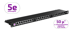 UCL PPC-24HDH-S5E Патч-панель высокой плотности 19″, 0.5U, 24 порта RJ-45, категория 5e (50 µ″), Dual IDC, экранированная, Uncomline