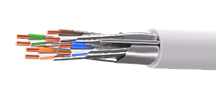 UCL F/FTP Cat 6A ZH нг(А)-HF 4x2x0,58  GY-IN-305 Кабель парной скрутки, экран., кат. 6A, 4x2x0,58 мм, ZH нг(А)-HF, внутр., серый, 305 м, Uncomline