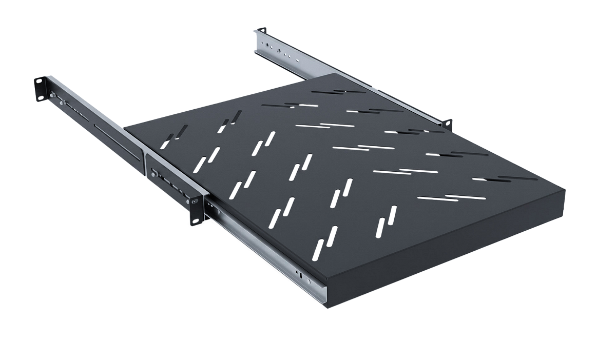 UCL POS-6-20kg-RAL9005 Полка выдвижная в шкафы глубиной 600 мм, нагрузка до 20 кг, черная, Uncomline