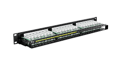 UCL PPC-48HDO-S5E Патч-панель высокой плотности 19″ 1U, 48 портов RJ-45, категория 5e (50 µ″), Dual IDC, экранированная, Uncomline