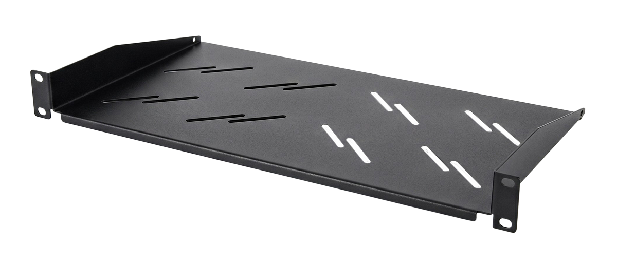 UCL CS-1U-250-20kg-RAL9005 Полка консольная 19″, 1U, глубина 250 мм, нагрузка до 20 кг, черная, Uncomline