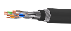 UCLP F/FTP Cat 6A К PUR/PUR 4x2x0,58 BK-OUT-305 Кабель парной скрутки, экран., кат. 6A, 4x2x0,58 мм, PUR/PUR, внеш., бронир., черный, 305 м, Uncomline