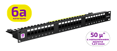 UCL PPC-24O-U6A-RM Патч-панель 19″, 1U, 24 порта RJ-45, категория 6a (50 µ″), Dual IDC, с задним кабельным организатором, Uncomline