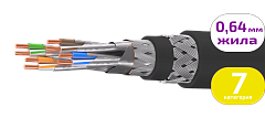 UCLP SF/FTP Cat 7 Ко ZH/ZH нг(А)-HF 4x2x0,64 BK-IN/OUT-305 Кабель парной скрутки, экран., кат. 7, 4x2x0,64 мм, ZH/ZH нг(А)-HF, внутр./внеш., бронир., черный, 305 м, Uncomline