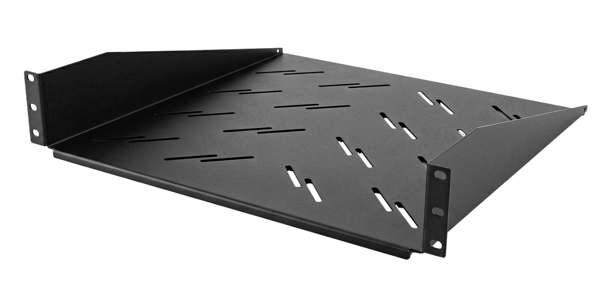 UCL CS-1U-350-20kg-RAL9005 Полка консольная 19″, 2U, глубина 350 мм, нагрузка до 20 кг, черная, Uncomline